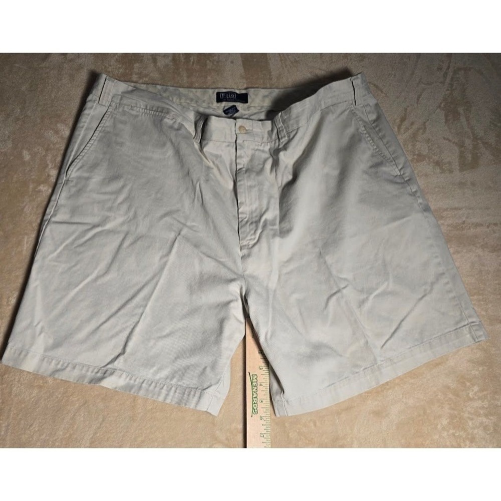 Polo Ralph Lauren Mens 48 Beige Cotton Twill Chino Shorts Flat Front Classic Fit